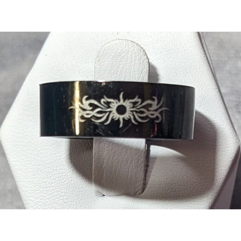 Black Stainless Steel Tribal Sun Design 316L Ring Size 10 1/2 - Picture 9 of 16